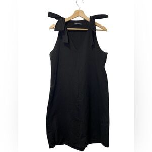 House of Lancry Black Ribbon Shoulder Dress size M approx Made in London